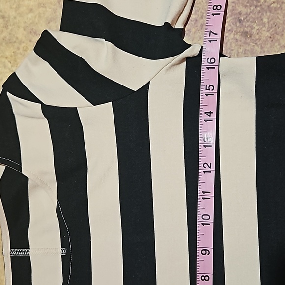Beige and Black Striped Knit Dress - Picture 4 of 8